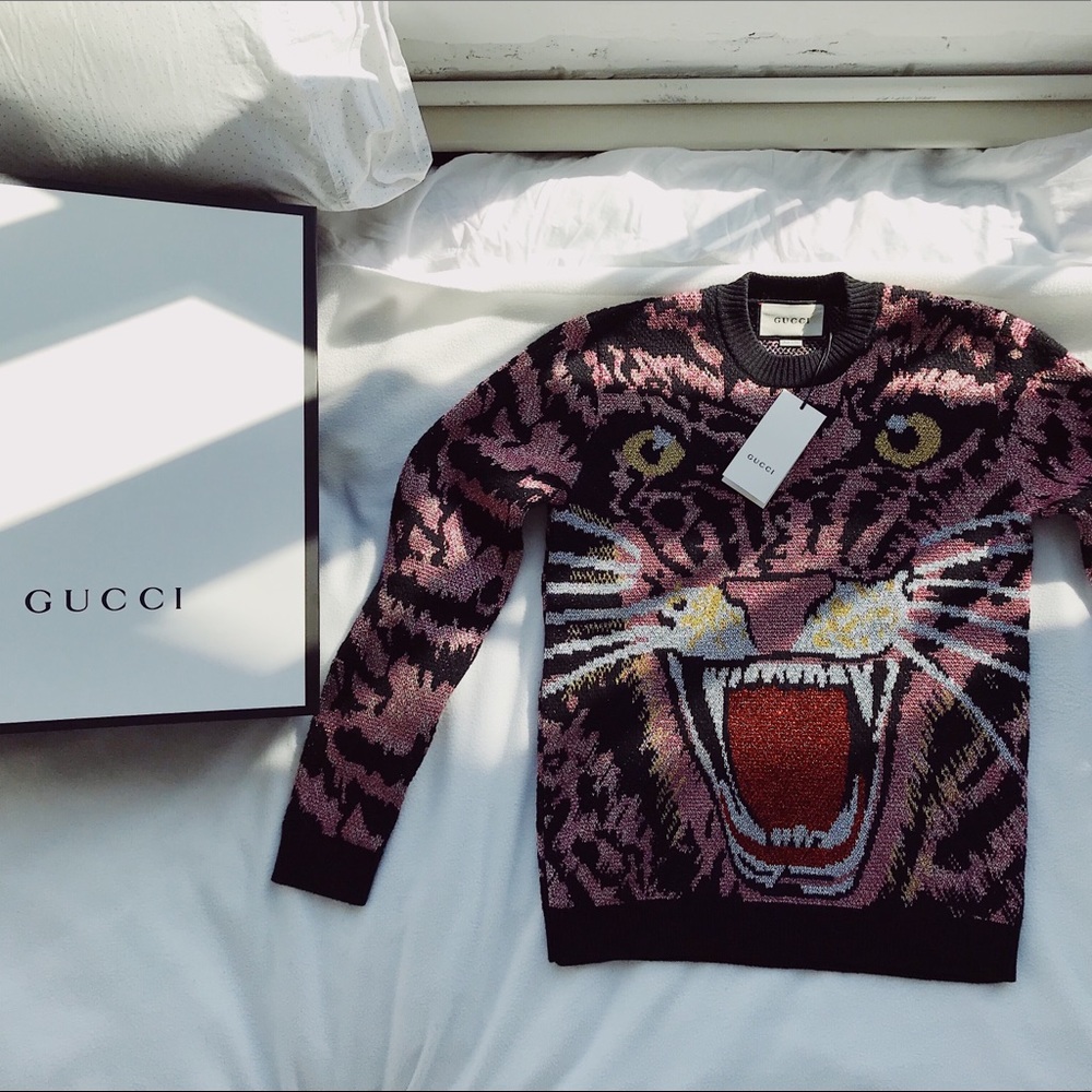 Gucci Lurex Wool Tiger Sweater  (S)